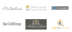 Collage of six brand logos arranged in two rows (beauty, dental, car concierge, design, and apparel).
