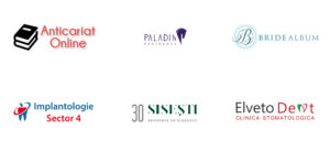 Six partner logos: Anticariat Online, Paladin Residence, BrideAlbum, Implantologie Sector 4, 30 SiSETI Residence of Elegance, ElvetoDent Clinica Stomatologica