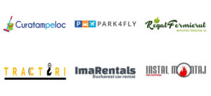 Two-row collage of multiple brand logos on a white background (partner logos).